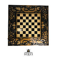 Шахи, нарди оформлені унікальним різьбленням, 75*35*8см, арт.191502