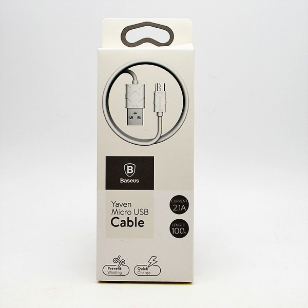 Кабель Baseus Yaven Micro USB Cable 1m White 2.1 A CAMUN-02