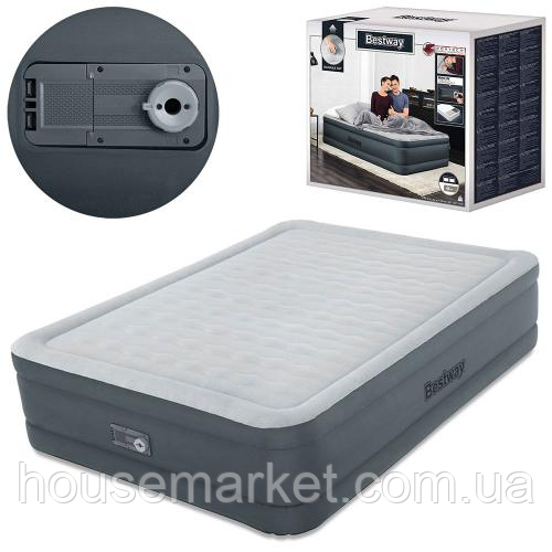 Надувне ліжко двоспальне 203*152*46 см з вбудованим насосом Intex 69050 - фото 1 - id-p1321377425