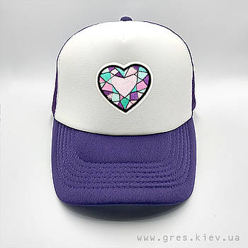 Бейсболка кепка фіолетового кольору з серцем