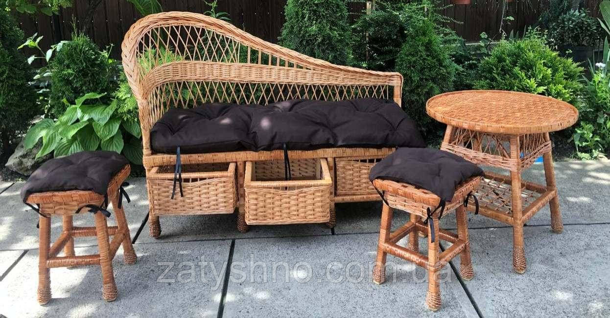 Меблі плетені: диван, стіл і табуретки, фото 1