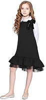 Сукня сарафан для дівчинки шкільний чорний Lukas Лукас розміри 134-140