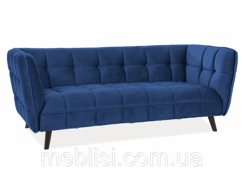 Синій оксамитовий диван CASTELLO 3 VELVET (86) (Signal)