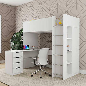 Ліжко-горище дитяче ДЮС33 Binky Білий діамант/Білий супермат ТМ "ARTinHEAD"