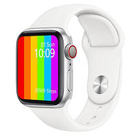 Смарт годинник Smart Watch W26 сріблясті з білим ремінцем ( код: IBW722O )