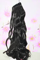 Волосы 55 см искусственные термоволокно на липучке волна шоколад с натуральным блондом черный
