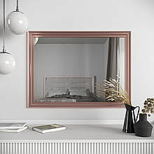 Прямокутне дзеркало на стіну 78х58 Рожеве золото Black Mirror в коридор