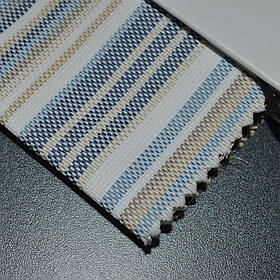 Тканина для вуличних меблів рогожка Багама (Bahama) в смужку молочно-блакитного кольору