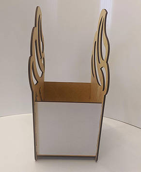 Квітковий кошик у формі тістечка "Самий солоденький" білого кольору з ДВП, фото 3