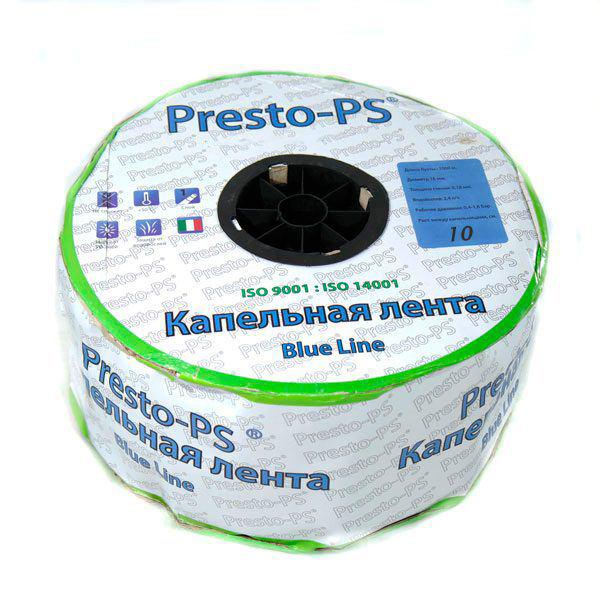 Крапельна стрічка Presto-PS щілинна Blue Line отвори через 10 см, витрата води 1,4 л/год, довжина 1000 м