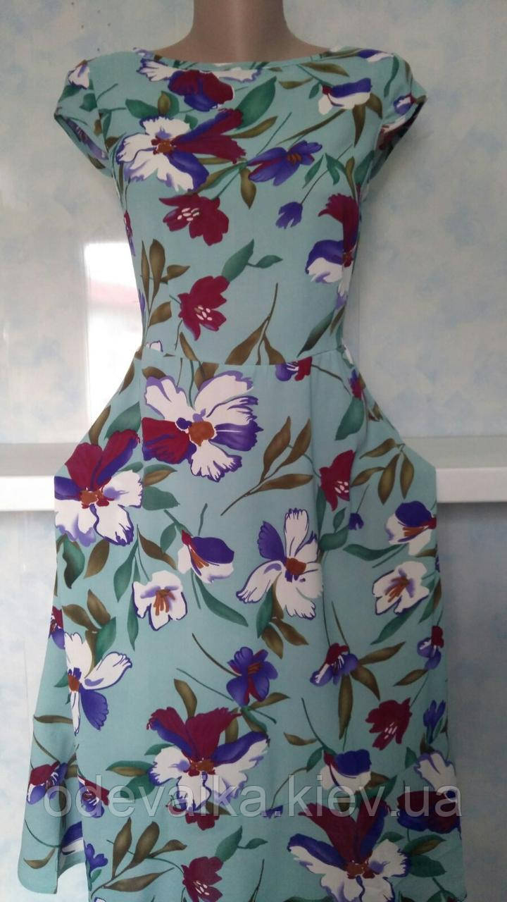 Жіноча літня сукня подовжена красивим забарвленням з оборкою знизу 42-44 розмірами