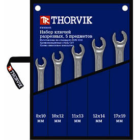 Набір ключів розрізних в сумці 8-19 мм, 5 предметів THORVIK FNWS005