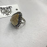 Цитрин 19 размер кольцо с натуральным цитрином кольцо с камнем цитрин желтый в серебре Индия, фото 5