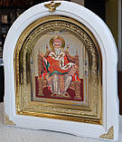 Ікона Святий Спіридон Триміфутський у білому арковому кіоті під склом з декоративними куточками, розмір 28×25, сюжет 15×18., фото 2