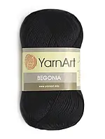 Пряжа летняя YarnArt Begonia Ярнарт Бегония 100% мерсеризованный хлопок, Турция 999- черный