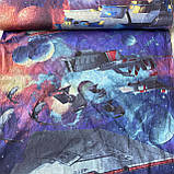 Тканина перкаль з космосом, планетами і космічними кораблями, ш. 150 см, фото 2