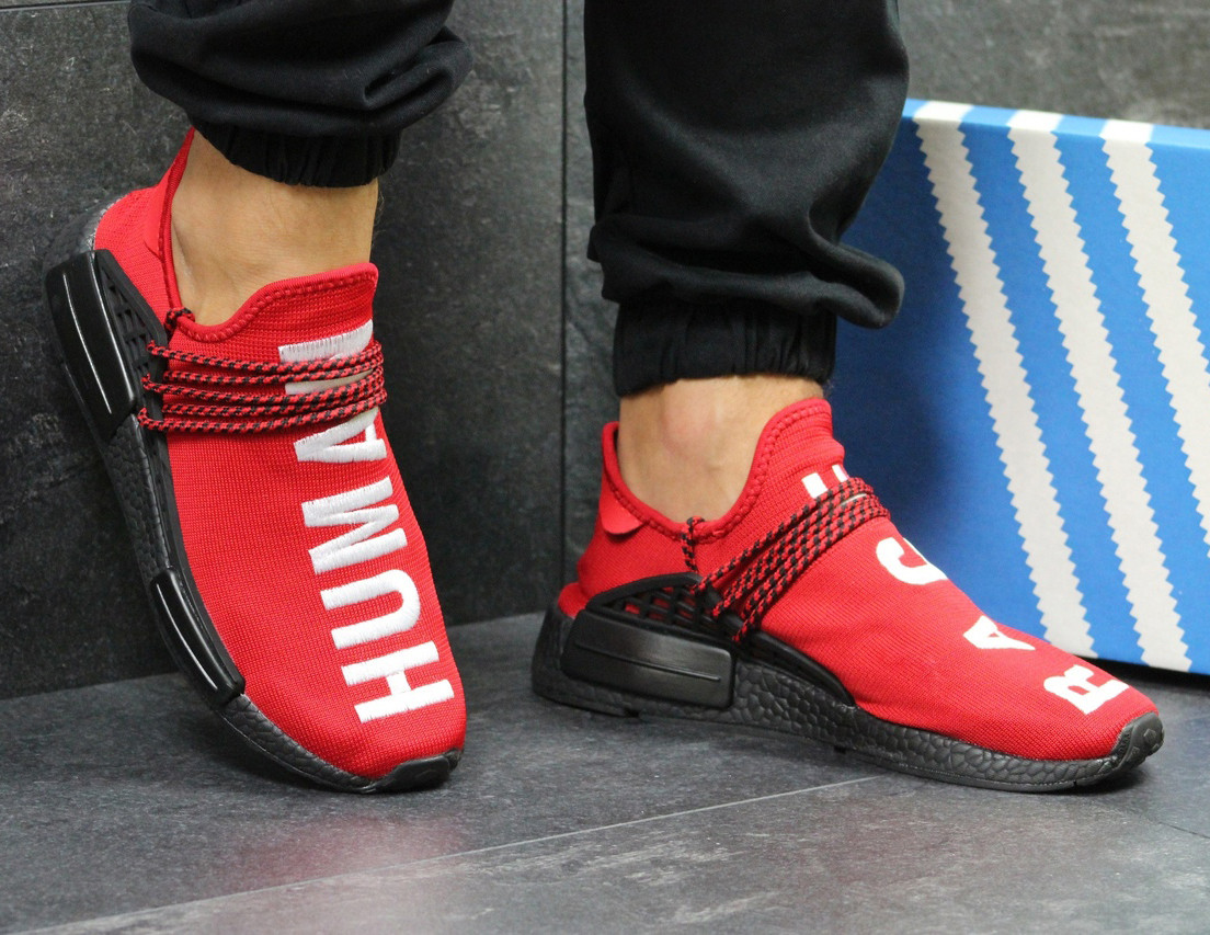 Чоловічі літні кросівки Adidas NMD Human RACE молодіжні стильні сіточка червоні