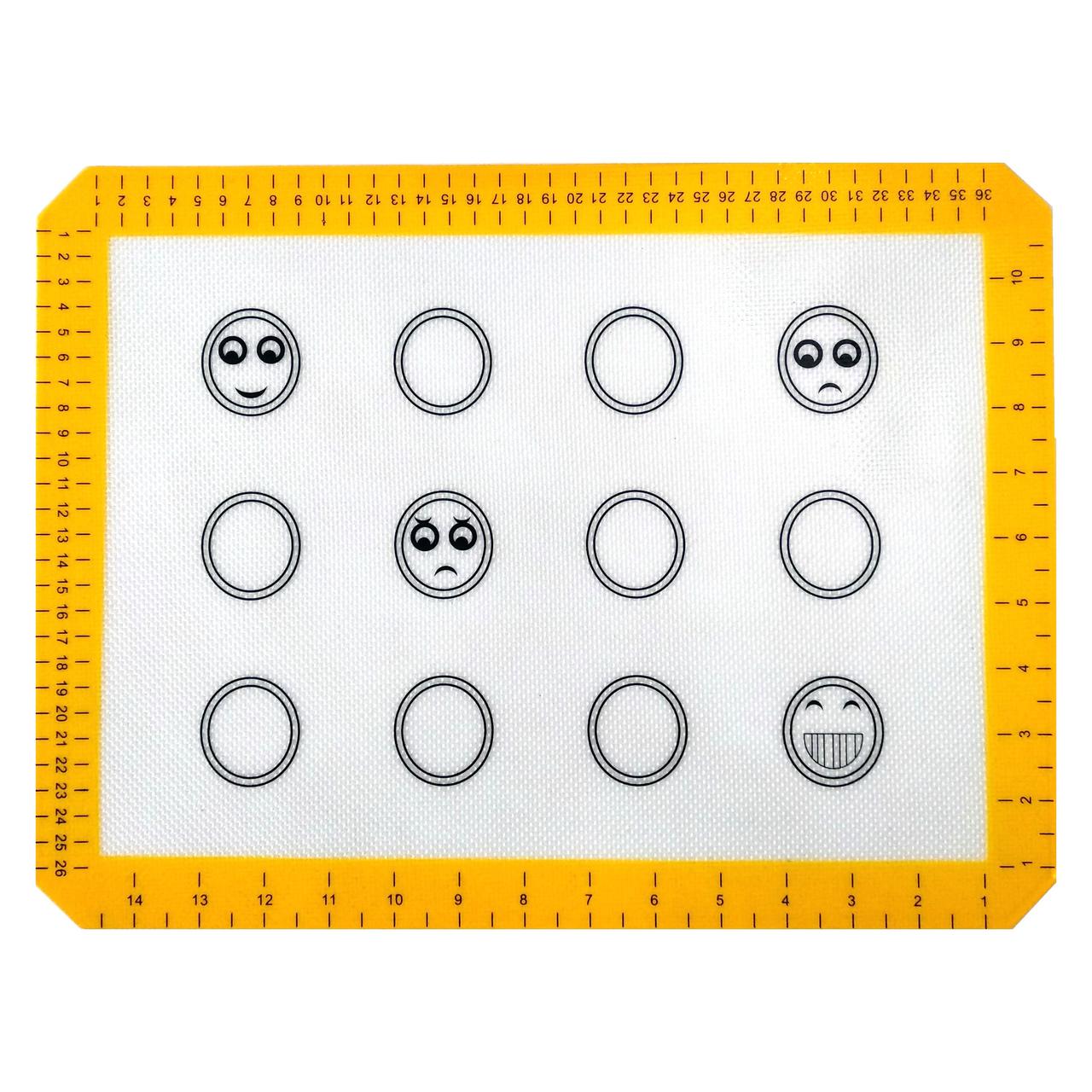 Силіконовий килимок MagicKitchen на тканинній основі Смайлик №779 для макаронс і профітролів 30х40см (Н784)