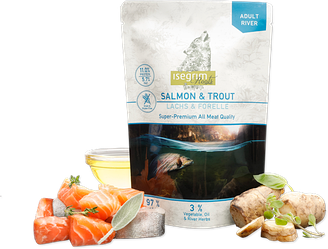 Isegrim Pouch Roots Salmon&Trout – Консервований корм для дорослих собак (лосось/форель) 410 гр