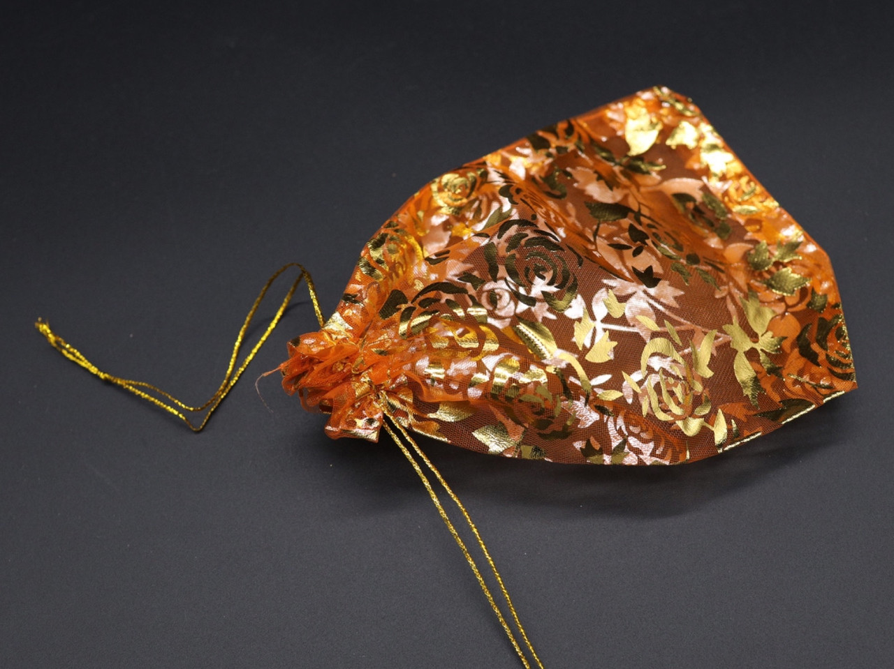 Тканинні пакетики для подарунків подарункові мішечки з органзи Колір оранж. 13х18см, фото 1