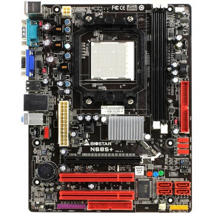 Материнська плата Biostar N68S+ Socket AM3 (б/у) +планка, фото 3