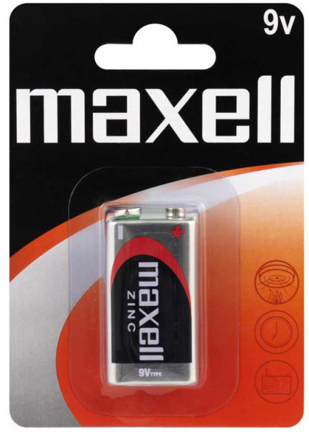 Сольова батарейка Maxell 9V/F22 Крона 1шт/уп blister, фото 1