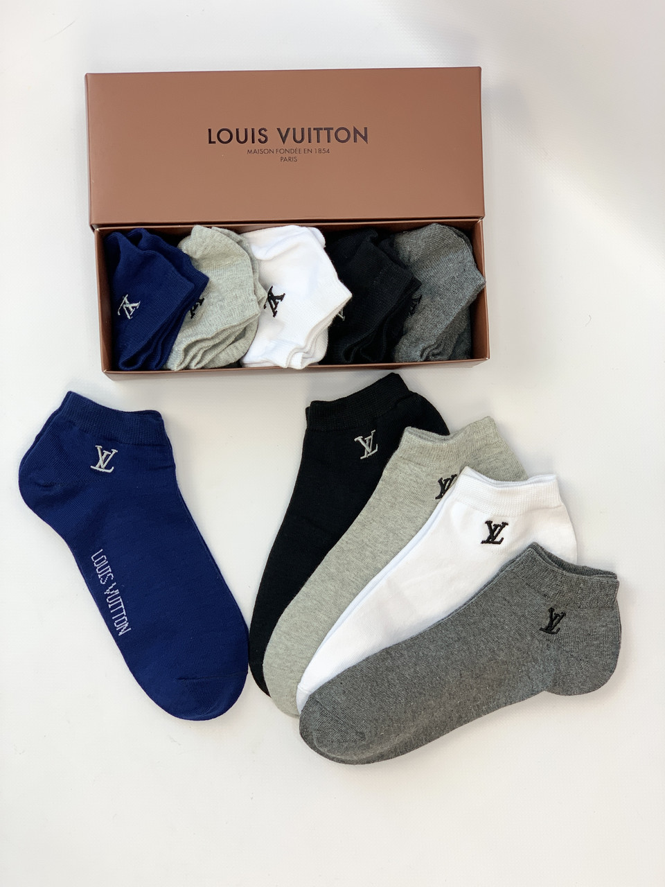 Шкарпетки низькі LOUIS VUITTON LV набор шкарпеток у фірмовій упаковці преміум, фото 1