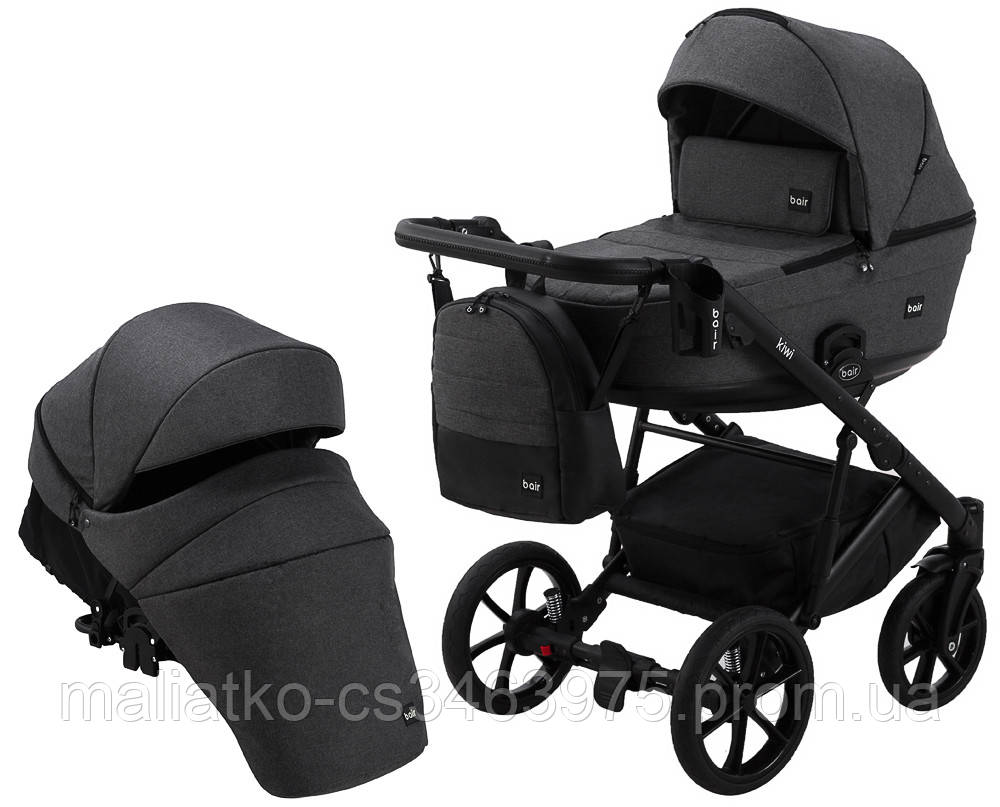 Коляска 2 в 1 Bair Kiwi Soft BKS-219 графит - графит (кожа) - фото 1 - id-p1445556658