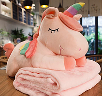 Іграшка подушка плед 3 в 1 рожевий Єдиноріг 50 см