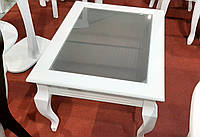 Стол журнальный деревянный со стеклом Рим -2 Белый