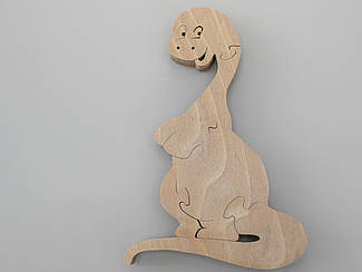 Пазл для дітей дерев'яний у вигляді тварини "Динозавр Бронтозавр" 18х11 см з екоматеріалу