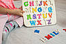 Алфавіт англійський пазл дерев'яний кольоровий абетка з дерева 25х25 см, фото 7
