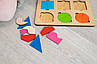 Дитяча дерев'яна іграшка "Геометричні фігури" кольорові екопродукт 25х25 см, фото 2