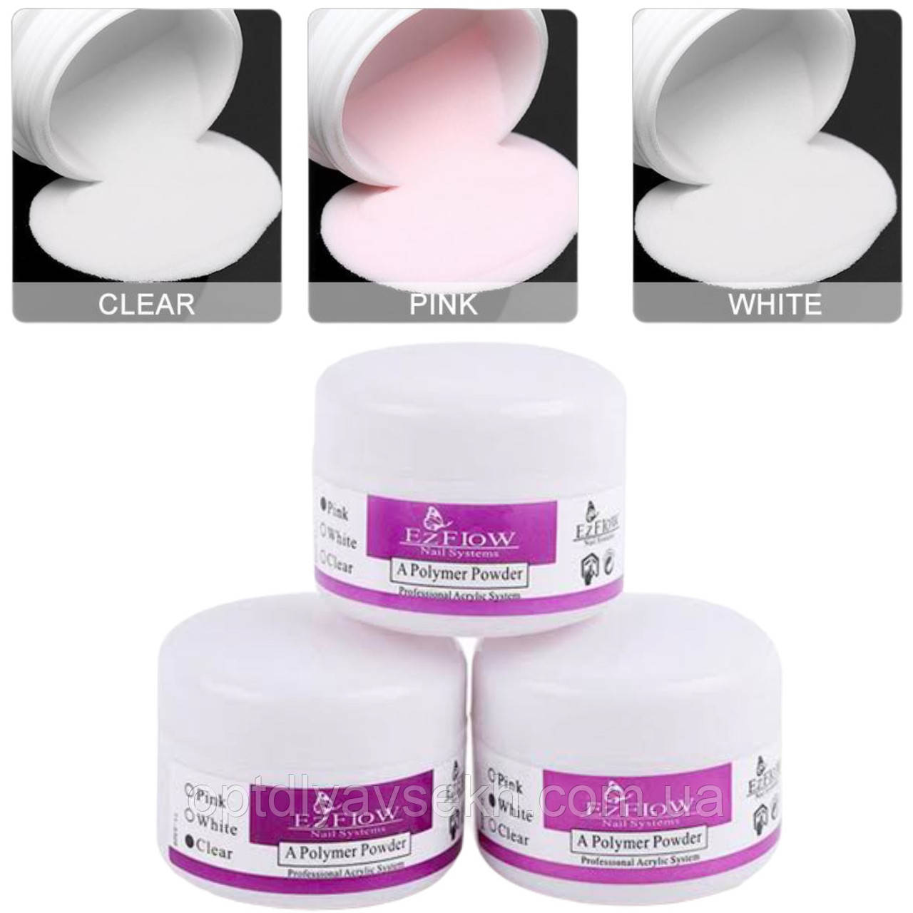 Акрилова пудра для зміцнення нігтів EzFlow, 15 гр., фото 1