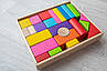 Конструктор для дітей кольоровий з натурального дерева на 24 деталі екопродукт 25х21х5 см, фото 2