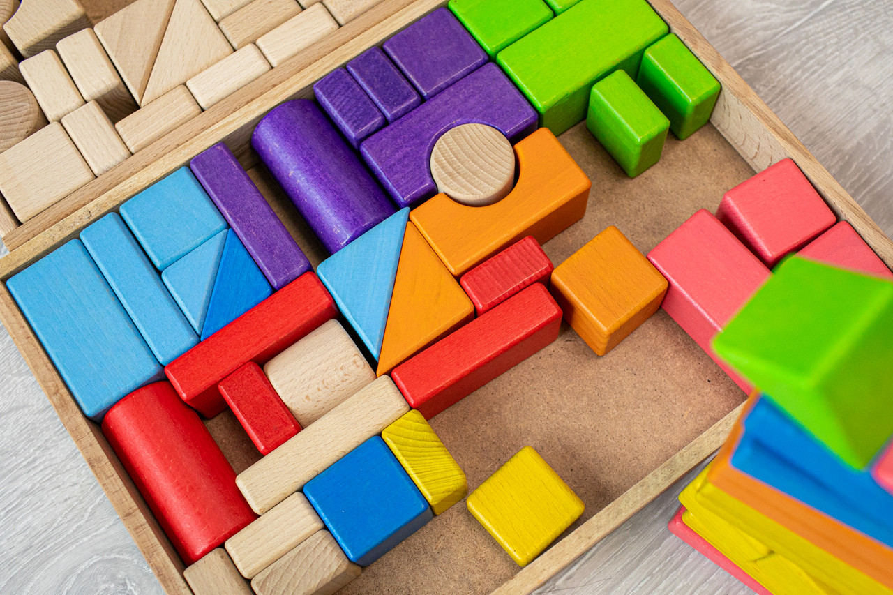 Дерев'яний конструктор для дітей 48 деталей 26х35 см з екологічного матеріалу, фото 1