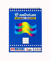 Блокнот для нотаток A6 на спіралі Sinarline 50 аркушів клітинка SP-03512