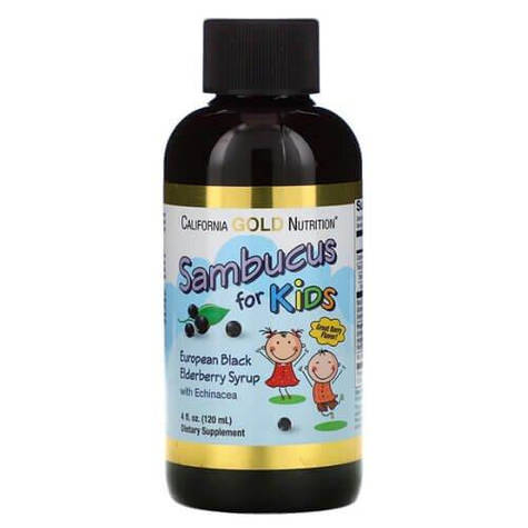 Бузина з ехінацеєю для дітей, California Gold Nutrition Sambucus for Kids 120 мл