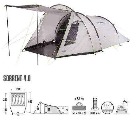 Палатка кемпінгові чотиримісна High Peak Sorrent 4.0 Nimbus Grey (10256), фото 1