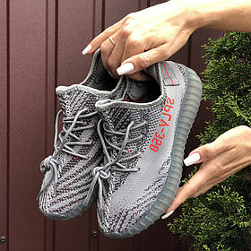 Літні кросівки Adidas Yeezy Boost 350 жіночі стильні сірі