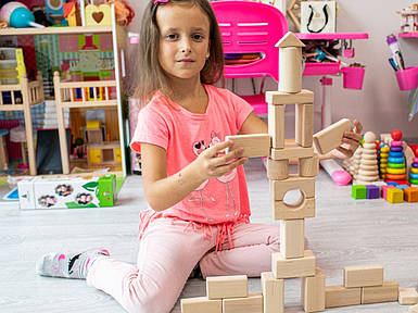 Дерев'яний дитячий конструктор 26х35 см на 48 деталей з екологічного матеріалу