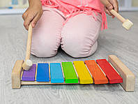 Ксилофон детский деревянный разноцветный 27х17см из натурального экологического материала
