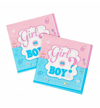Серветки паперові "Boy or girl?" (20 шт.), розмір – 33х33 см, фото 1