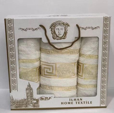 Подарунковий набір рушників Versace Туреччина Білий, фото 1