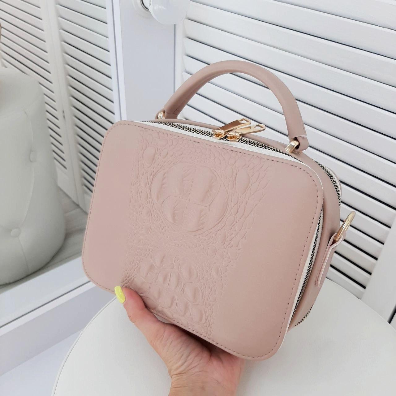 Жіноча сумка кроссбоді маленька сумочка через плече під рептилію мокко екошкіра