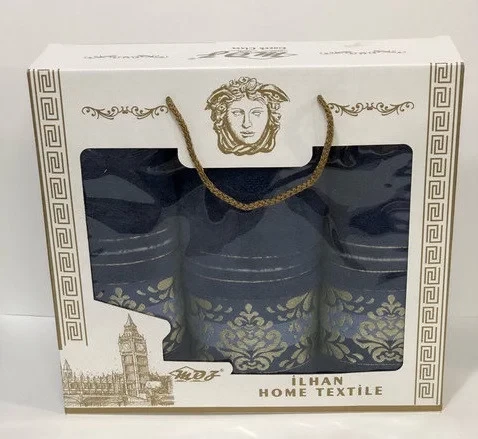 Подарунковий набір рушників Versace Туреччина Синій, фото 1