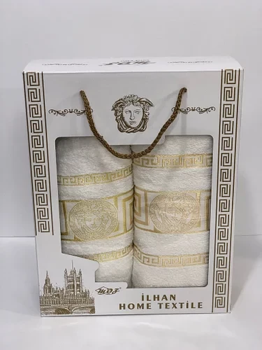 Подарунковий набір рушників Versace Туреччина Білий, фото 1