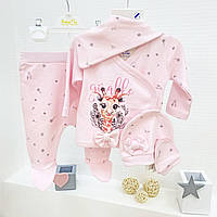 Трикотажный комплект для новорождённых. Цвет розовый (0-3 месяцев)