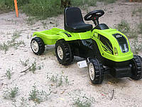 Детский трактор на педалях Micromax с прицепом (зеленый цвет)
