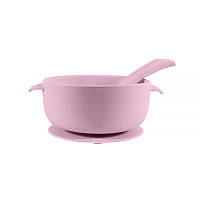 Al Силіконова тарілка CUMEENSS AI-114 Pink на присоску з ложкою для дітей годування